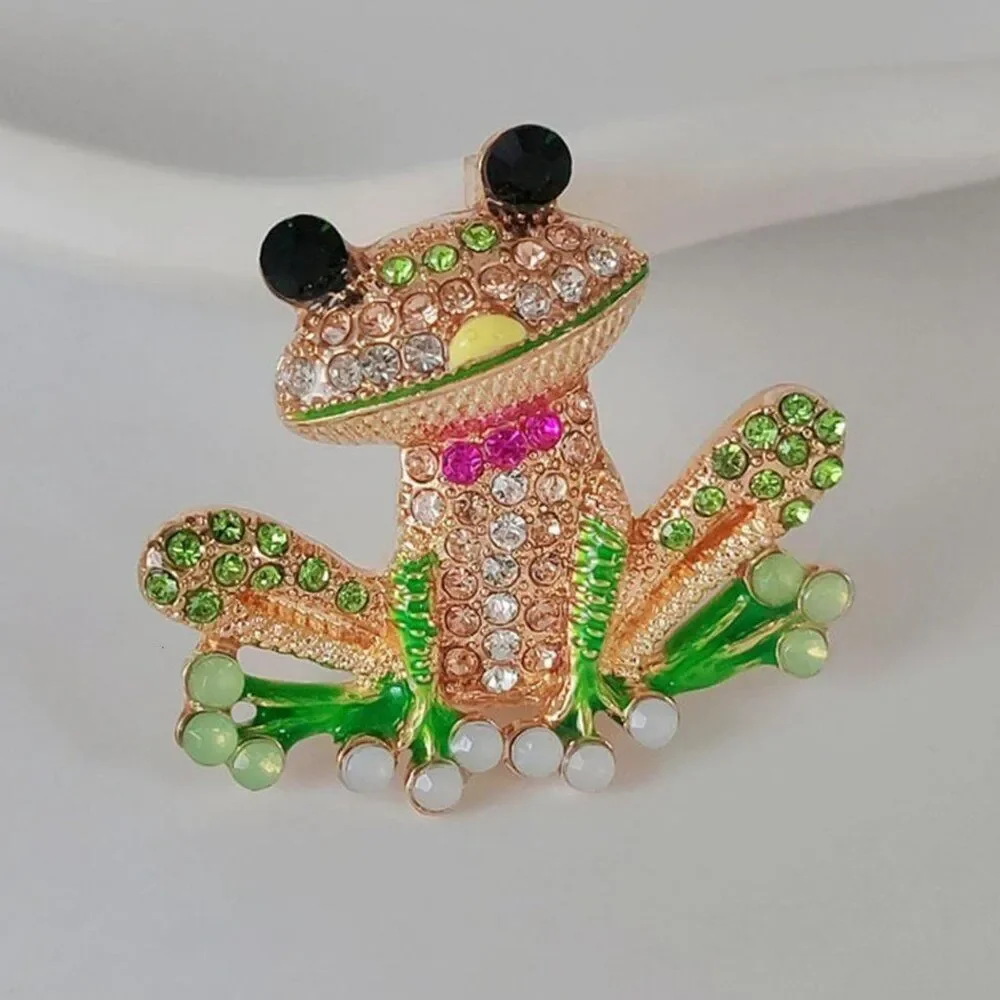 Frog Brooch Vintage Inspired Rhinestone Crystal Inlaid